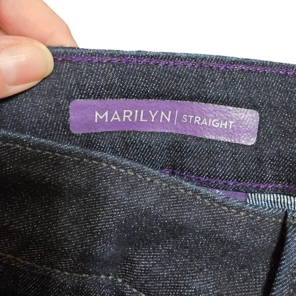 NYDJ Marilyn Straight Leg Denim Embroidered Pocket Trousers in Rinse Sz 8 - Picture 8 of 12